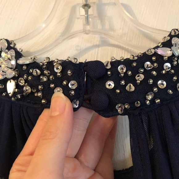 B. Darlin Navy Blue Embellished Open Back Dress - Picture 8 of 13